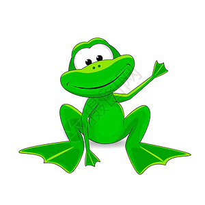 青蛙插图绿色动物群卡通片微笑动物快乐两栖动物背景图片