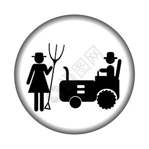 图标农业农场图标土地女士卡通片工人农民白色拖拉机女性职业驾驶背景