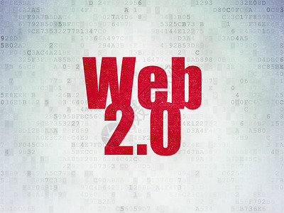 web浏览器Web 设计概念 Web 2 0 在数字数据纸背景上网页程序软件技术灰色绘画浏览器红色托管网络背景