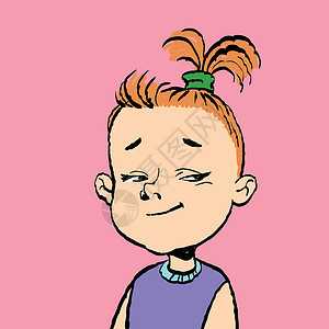 聪明女孩的肖像女儿白色童年漫画粉色恶作剧者发型家庭学校插图设计图片