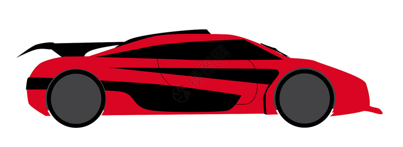 红色保时捷现代快车艺术轿跑车赛车运动插图绘画艺术品加速度赛车手红色背景
