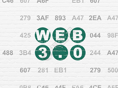 网络发展概念 关于墙壁背景的Web 3 0网页白色服务器建筑绿色绘画引擎文本软件设计背景图片