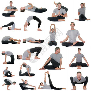 瑜伽的姿势体操运动演员工作室男人训练瑜珈团体背景图片