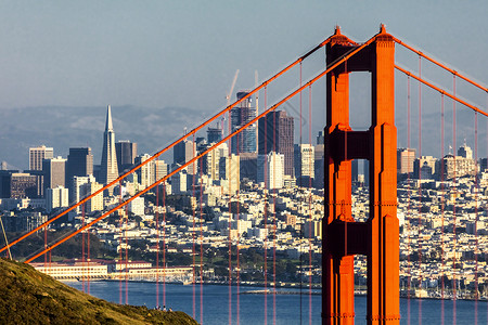 金门日报旧金山与金门大桥假期海滩街道天际地标天空旅行中心市中心海洋背景