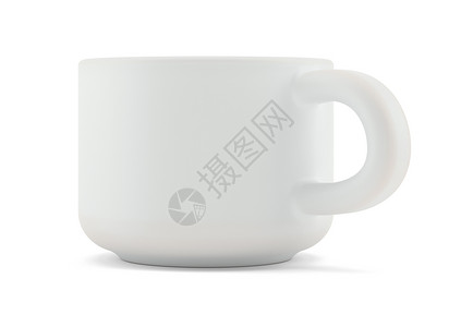 在白前视图中孤立的茶杯3d制品插图咖啡球座饮料陶瓷空白白色背景图片