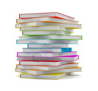书库  白背景上孤立的书堆考试图书馆夹子插图艺术蓝色白色3d教育家庭作业背景图片