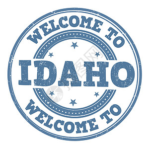 欢迎使用 Idaho 标志或邮票水印艺术贴纸商业拥抱划伤徽章接待店铺橡皮背景图片