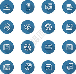 案例图标一套商业和营销平面图标包装目标图表电子商务笔记本应用程序广告信息电脑拍卖插画