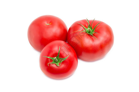三个红番茄三个成熟的红番茄特配产品水果维生素美食蔬菜家族农业烹饪食物花梗背景