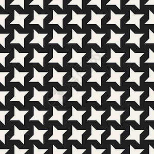 星线形状网格 矢量无缝黑白花纹白色纺织品装饰星星黑色打印创造力艺术几何学插图背景图片
