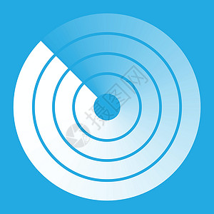 雷达抽象图标符号白色圆圈工具蓝色网络标识插图背景图片
