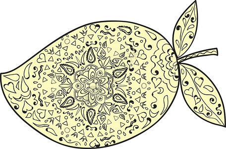 胡西芒果水果曼达拉图案平衡插图热带径向食物几何叶子几何学艺术品背景图片