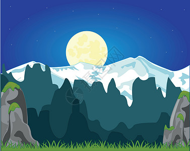 月夜与山背景图片