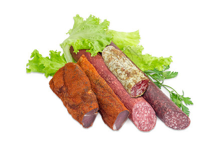 烤猪肉和几种香肠的味道都不同美食猪肉辣椒牛肉烹饪小吃食物熏香厨房火腿背景图片
