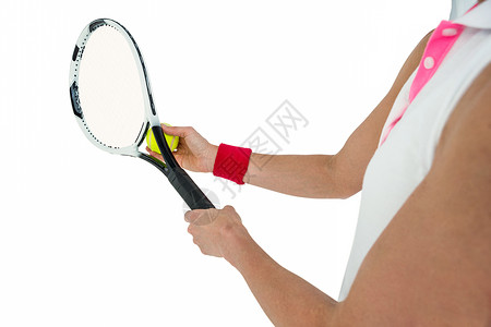 运动员与球拍打网球女士姿势播放器运动服运动网球竞赛专注竞技闲暇背景图片