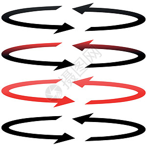 箭头叠加渐变具有平坦度双向渐变颜色的黑色和红色箭头插画