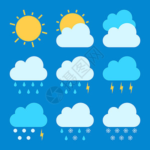 雷雨天气图标天气预报图标集晴天界面蓝色闪电插图阳光温度天空网络太阳设计图片