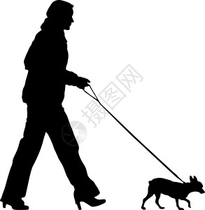 威玛纳猎犬人和狗的剪影 它制作图案矢量黑色猎人动物宠物皮带斗牛犬犬类成人女士收藏插画
