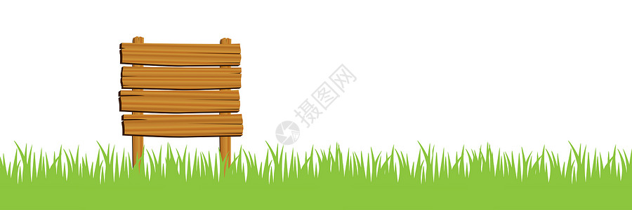 木质标志和草草 插图背景图片