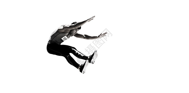 运动员跳跃的肖像专注竞技运动男性男人背景图片
