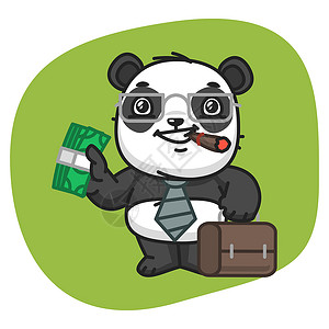 伯恩莫尔塔恩熊猫拿着手提箱和莫恩插画