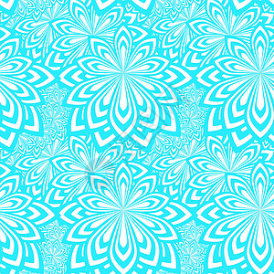 花卉迷幻无缝模式矢量纺织品艺术绘画墙纸蓝色滚动涂鸦织物漩涡背景图片