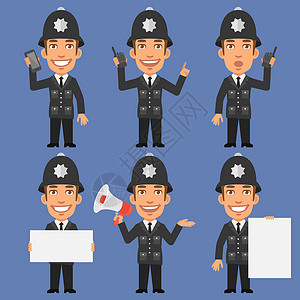 拿着钱袋警察英国警察拿着电话扩音器 Pape插画