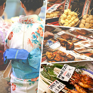 照片拼凑素材日本食品图像拼凑  旅行背景我的照片面条海鲜红色食物寿司美食标签白色盘子市场背景