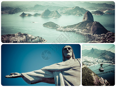 巴西基督像建筑城市高清图片