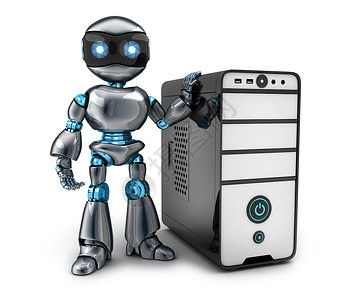 黑色机器人和PC背景图片