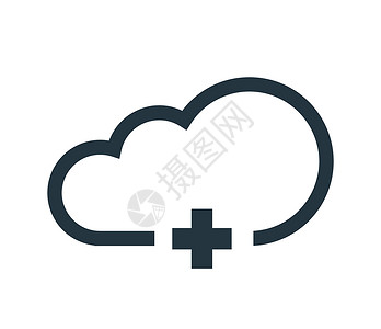 云计算概念与加号 Ico互联网元素标识电脑技术网络徽章艺术插图服务背景图片