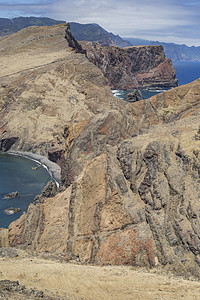 卢琳半岛马德拉岛东部 波尔图的圣卢伦科游客海洋海岸旅游支撑火山沿海海景爬坡海岸线背景