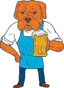 法国啤酒波尔多杜狗布列韦穆格马斯科特卡通饮料艺术品卡通片犬类獒犬工人笨蛋酿酒师吉祥物动物插画