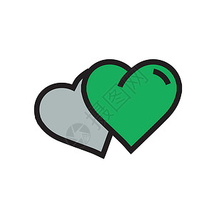 矢量二心脏图标卡通漫画绿色颜色婚礼插图婚姻礼物热情背景图片