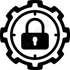 保护目标图标 平面设计技术安全全球数据挂锁标识互联网齿轮插图背景图片