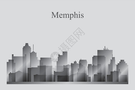 灰度的孟菲斯城市天际线轮廓背景图片