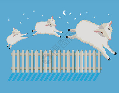 夜间插图的羊群计数背景图片