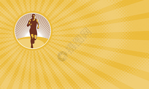 朝阳跑步商业名片男人慢跑者跑步赛跑者色调插图跑者身体素质艺术品运动员背景