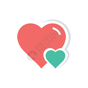 矢量心和小型图标红绿颜色礼物婚姻婚礼插图热情背景图片