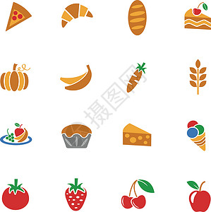 食物图标 se香蕉蛋糕南瓜冰淇淋水果面包背景图片