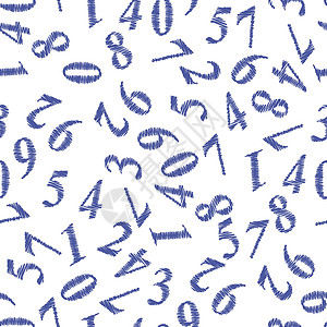 Grunge 数字无缝模式计算乐趣数数教育粉笔数学绘画草图白色字体背景图片