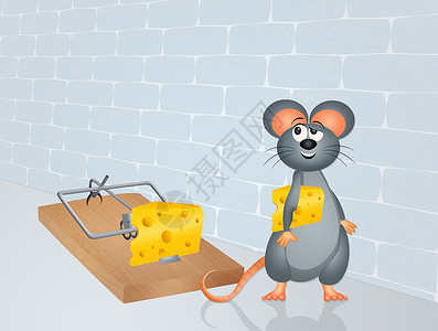 和带有奶酪的鼠标陷阱动物队列插图书房灭虫背景图片