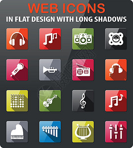 音乐图标 se均衡器喇叭麦克风笔记钢琴收音机管道谱号竖琴耳机背景图片