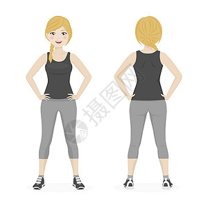 瘦骨嶙峋参加灰色和黑色运动服装运动的Blund妇女设计图片