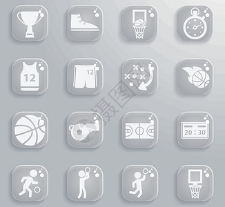 篮球简单的图标邮票背心方案分数杯子篮子篮筐场地时间游戏背景图片