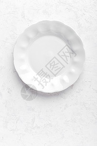 白色背景上顶视图空间上的空白白板复制空格食物餐具桌子服务白盘子餐厅厨具背景图片