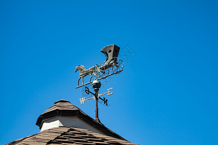 气象韦风轮子罗盘建筑运输建筑学蓝色天空金属天气叶片背景图片