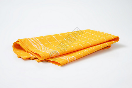 黄色厨房毛巾棉布擦干用品厨房巾检查折叠纺织品抹布织物背景图片