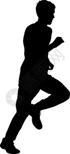 跑步冲刺剪影白色背景上的黑色剪影赛跑者冲刺男子训练速度男性男人优胜者赛跑者冠军街道成人插图插画