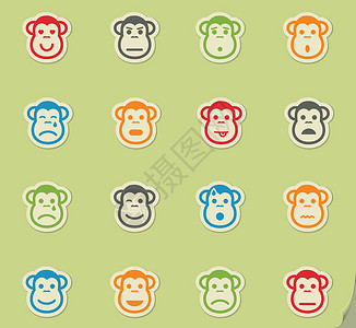猴子情绪简单图标打印笑声微笑眼睛惊喜网站怀疑论背景图片